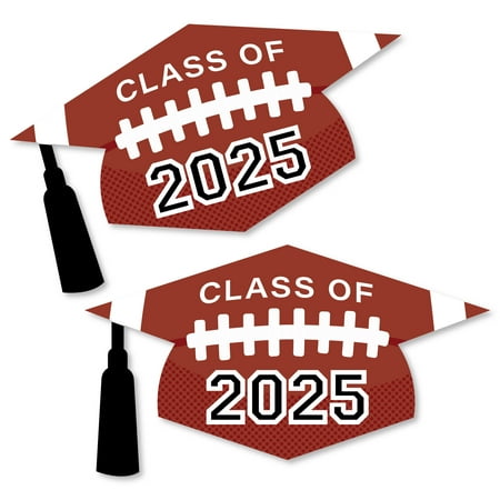 Big Dot of Happiness Grad Football - Grad Cap Decorations DIY 2025 Graduation Large Party Essentials - Set of 20