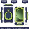 thumbnail image 7 of XYX Tablet Case for Samsung Galaxy Tab Active5 8.0 inch SM-X300/SM-X306B, 360 Degree Rotating Hand Grip Shockproof Cover with Shoulder Strap, NavyBlue Lime, 7 of 7
