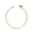 thumbnail image 2 of Angara Natural Ruby Ring - Two-Stone Square Ruby & Pear Diamond Open Ring in 14K Yellow Gold for Women (Ring Size = 11), 2 of 10