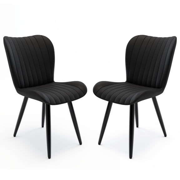 Alvantor Dining Chairs Set of 2 Upholstered Side Chairs with Thick Cushions & Metal Legs for Kitchen Living Room Black