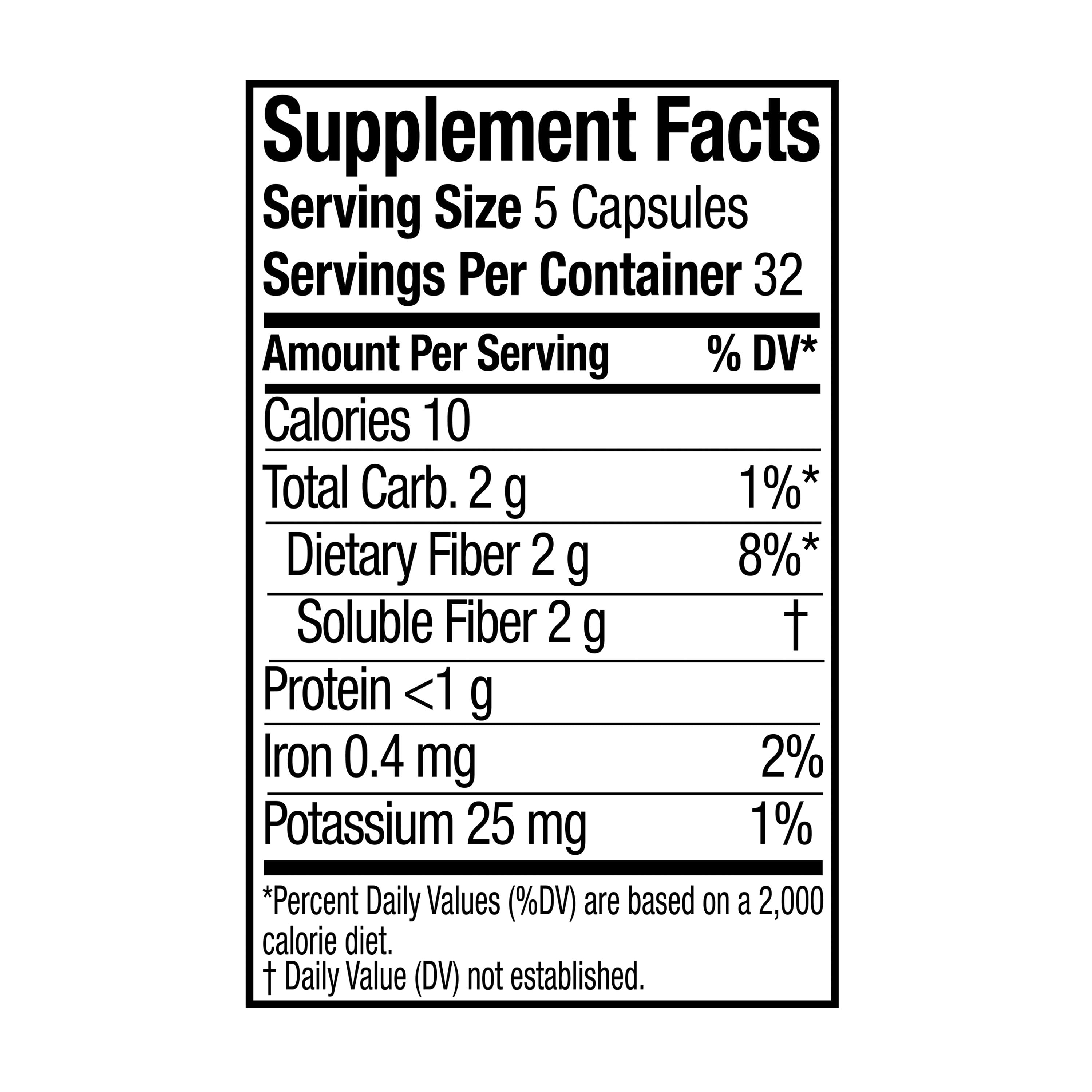 Equate Daily Fiber Capsules, 100% Psyllium Husk, 160 Count