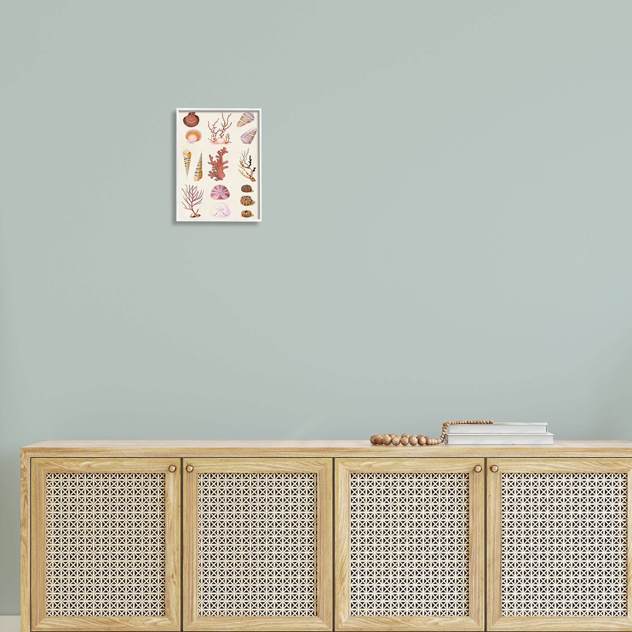 Stupell Industries Mixed Nautical Sea Life Corals Shells Graphic Art White Framed Art Print Wall Art, Design by Vision Studio