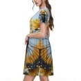 thumbnail image 2 of Fotbe Vibrant Butterfly And Sunflowers Pattern Dress Casual Womens Fashion Short Sleeve Maxi Dress T Shirt Dress Striped Long Color Block Maxi Dress, 2 of 6