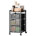 thumbnail image 4 of 4/5/6 Tiers Slim Rolling Storage Cart, Fruit Vegetable Storage Cart, Narrow Metal Storage Cart with Pull-Out Basket, Fruit Vegetable Metal Wire Shelf for Living Room, Kitchen-Black,Four Layer, 4 of 8