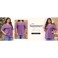 thumbnail image 3 of Langwyqu Women's Oversized T Shirts Tees Half Sleeve V Neck Comfy Tops, 3 of 5
