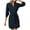Navy, variant on VEKDONE Women Shirt Dress Long Sleeve V Neck Button Down Mini Dress with Belted Elegant Loose Fit Knee-Length Casual Tunic Dresses with Pocket Navy S