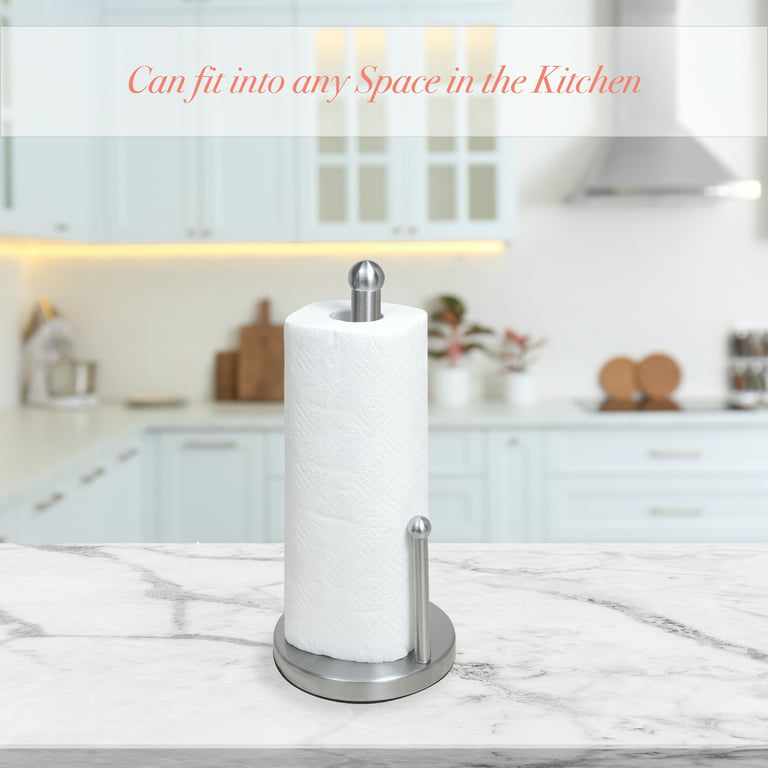  Stainless Steel Paper Towel Holder - Paper Towel Stand with  Spray Bottle, Modern Free Standing Paper Towel Holder Weighted for Home  Kitchen