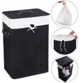 thumbnail image 1 of SalonMore Rectangle Bambou Panier Panier à Linge Linge Linge Poubelle Rangier Couvercle Noir, 1 of 6