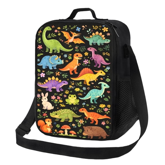Cute Dinosaur Lunch Bag Insulated Thermal Box with Shoulder Strap & Handle for Work and Picnic
