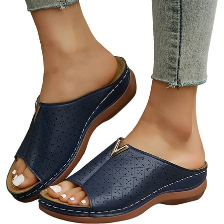 

Sandals for Women Arch Support Rhinestones Dressy Wedge Sandals Casual Summer Open Toe Slide Sandals