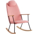 thumbnail image 1 of Adjustable Headrest Pillow Rocking Chair, Teddy Fabric Upholstered Glider Rocker with High Backrest, Modern Rocking Accent Chairs Comfy Side Chair for Nursery, Bedroom, Living Room (Pink), 1 of 8