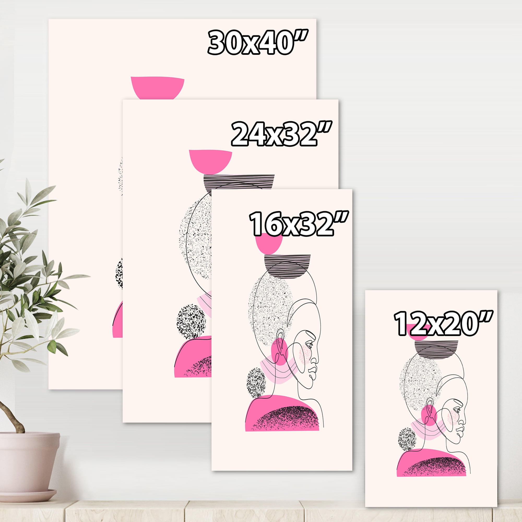 One Line Portrait of Afro American Women V 12 in x 8 in Painting Canvas Art Print, by Designart