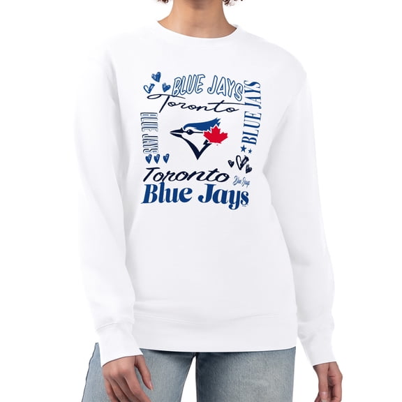 Women's G-III 4Her by Carl Banks White Toronto Blue Jays Collage Team Graphic Fleece Pullover Hoodie