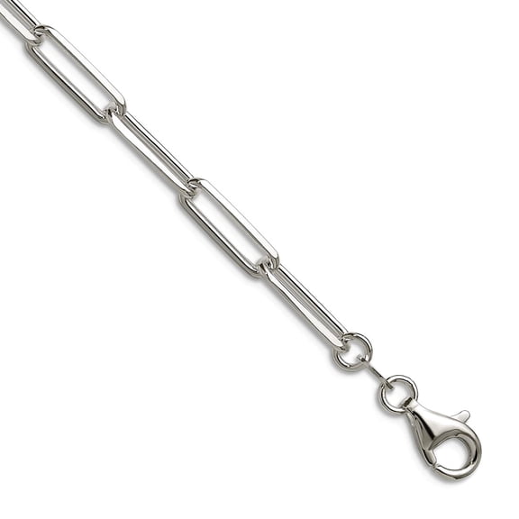 925 Sterling Silver 4.4mm Sparkle-Cut Paperclip Chain Necklace 24 Inch Chain Necklace for Women and Men