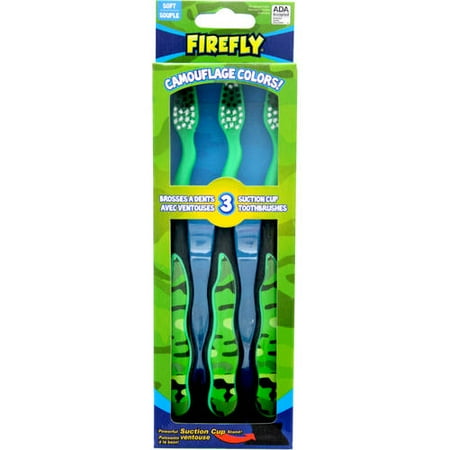 (2 Pack) Firefly Camouflage Color Handle with Soft Bristles Manual Toothbrushes, 3 count