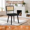 thumbnail image 2 of Natural Rattan Dining Chair, Modern Boho Kitchen Chair withWood Back & Legs, Upholstered Seat,PU Upholstered Kitchen Chairs with Tall Cane Backrest and Strong Wood Legs Ideal for Kitchen or Din, 2 of 8