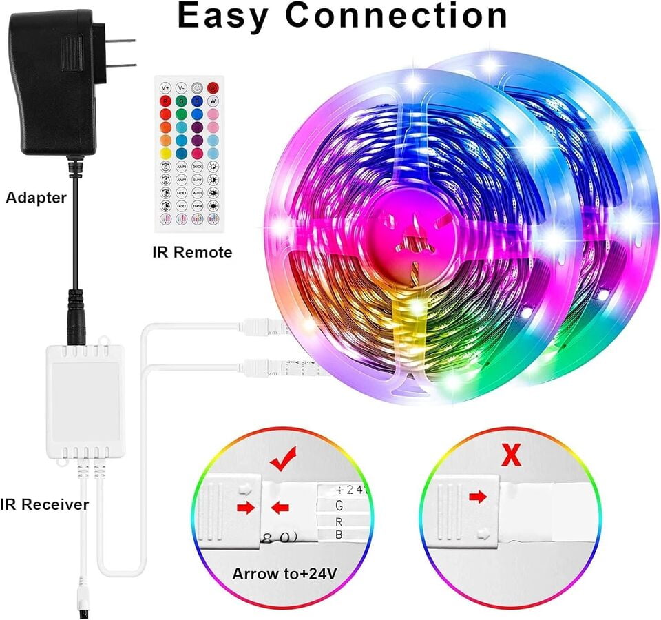 2 BOX OF 100FT LED Strip Lights 5050 RGB Bluetooth Color Change Remote