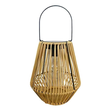 

YEAUEME Solar Rattan Bamboo Lamp with Light Sensor Automatic ON/OFF IP65 Waterproof Retro Style Handmade Decorative Solar Lantern Decor