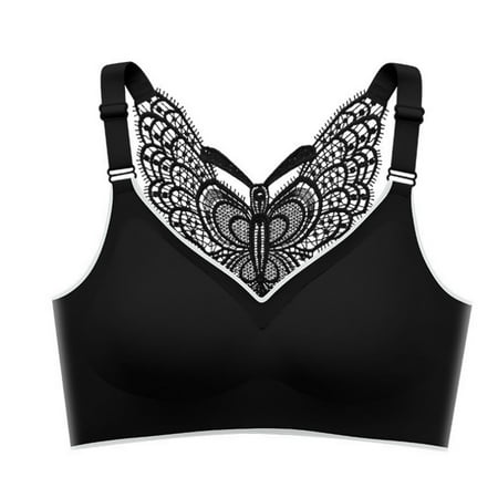 

Underwear Women Bras For Women Butterfly Back Without Steel Ring And Mark Large Bra Everyday Beautiful Back Latex Bra Gathered No Steel Ring With Chest Pad No Trace Style Bra Black Bras