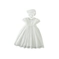 thumbnail image 1 of Tenue de Baptême pour Filles Bébé Robe de Baptême Brodée de Fleurs avec Bonnet, 1 of 6