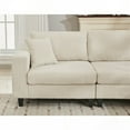 thumbnail image 3 of [NEW PACKAGING UPGRADE] 5-Seat L Shaped Corduroy Upholstered Modular Sectional Sofa Set for Living Room and Apartment in Beige, 3 of 25