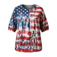 thumbnail image 4 of Women Patriotic Shirts Relaxed Fit Crew Neck Short Sleeve 4th Of July T Shirt With Flag Stars Stripes Work Tee Pullover Outfits Wine XXXL, 4 of 4
