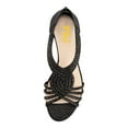 thumbnail image 3 of YDN Women Rhinestone Studded Low Wedge Heeled Sandals Open Toe Back Zippers Strappy Shoes for Casual Holiday Dress Size 7 Black, 3 of 4