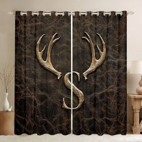 Castle Fairy Teens Girls Boys Personalized Initial Letter S Curtains Pack Of 2 (42X84 Each),Abstract Retro Curtains Blackout,Woodland Animal Deer Bedroom Curtains,Lightweight Room Decor