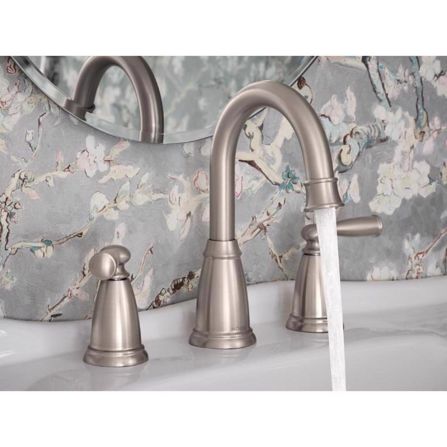 Moen Banbury Brushed Nickel Two-Handle Bathroom Sink Faucet 8 in.