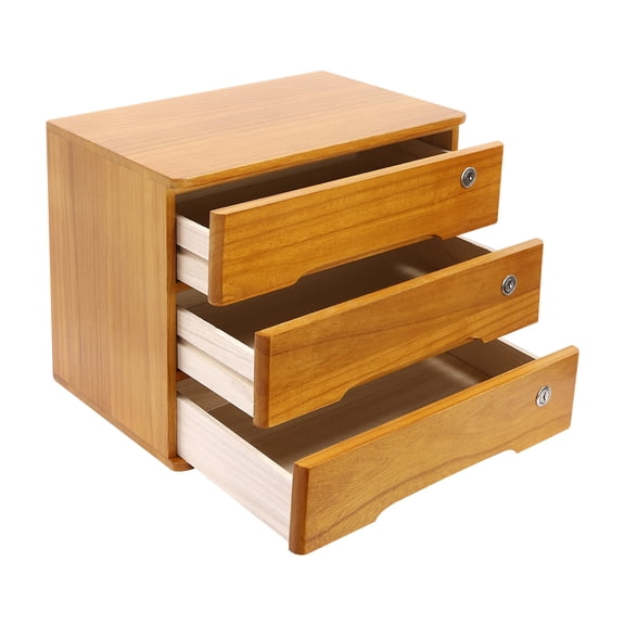Wildnix 3-Tier Wooden Desktop Storage Box with Locking Drawers, Modern Organizer for Office, Desk, and Home, Secure and Spacious Design