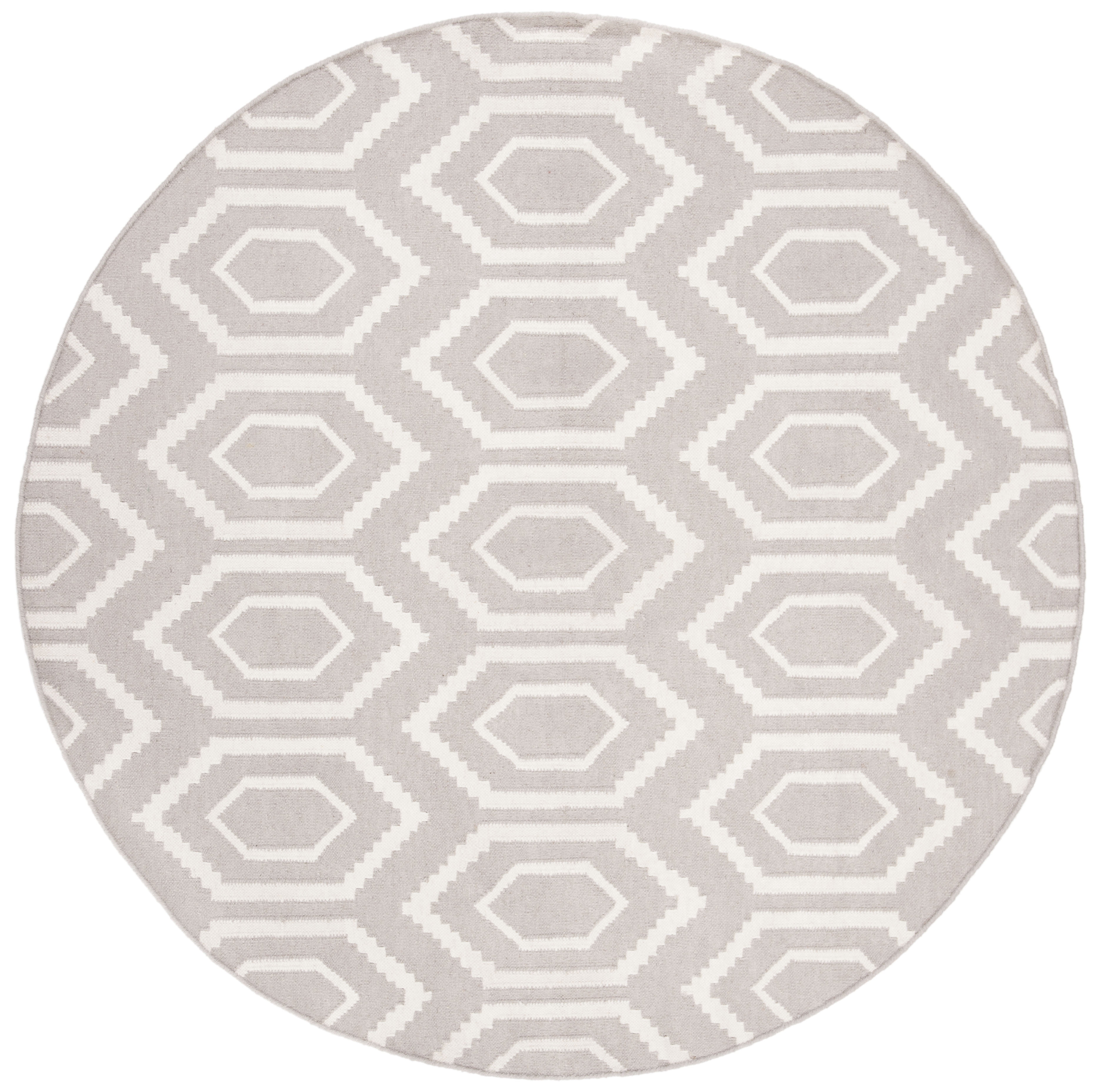 Safavieh Dhurries Bianca Geometric Area Rug, Gray/Ivory, 8' x 8' Round
