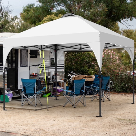 Ainfox 10'x10'Pop Up Canopy Tent Windproof UV Shelter for Outdoor Events Parties Camping,White