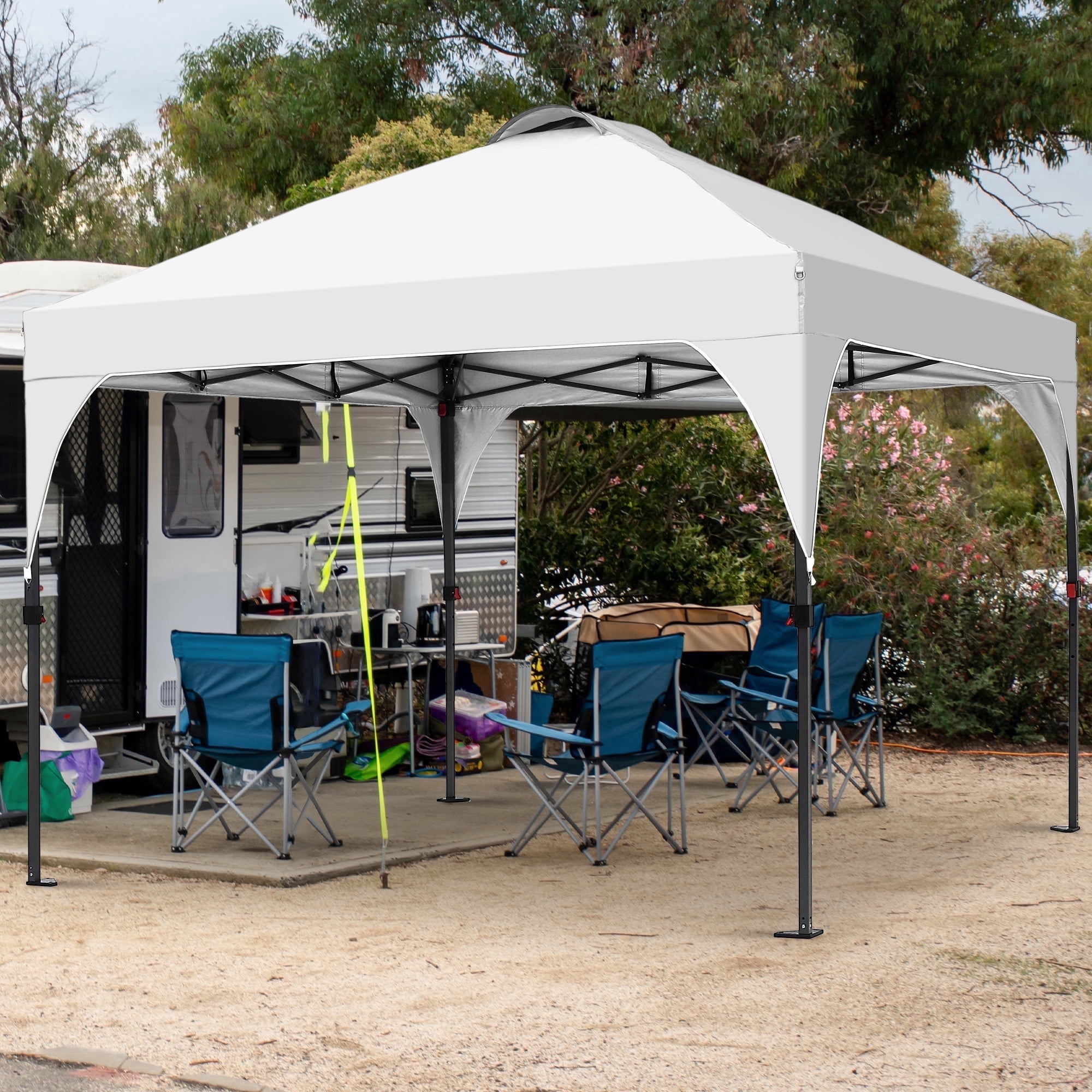Ainfox 10'x10'Pop Up Canopy Tent Windproof UV Shelter for Outdoor Events Parties Camping,White