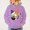 thumbnail image 3 of Sudadera con capucha y estampado de gato Ramen para mujer, moda de otoño, para deportes de ocio, 3 of 5