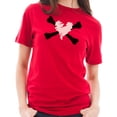 thumbnail image 3 of Big Size Bones and Scribbled Heart Graphic Design Short Sleeve Cotton Jersey T-Shirt - Red 3XL, 3 of 4