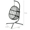 Abble Wicker Hanging Egg Chair with Cushion and Stand Black