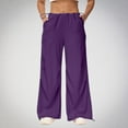 thumbnail image 4 of Diufon Wide Leg Cargo Pants for Women Solid Color Lounge Pants Elastic Waist Pants with Pockets, 4 of 7