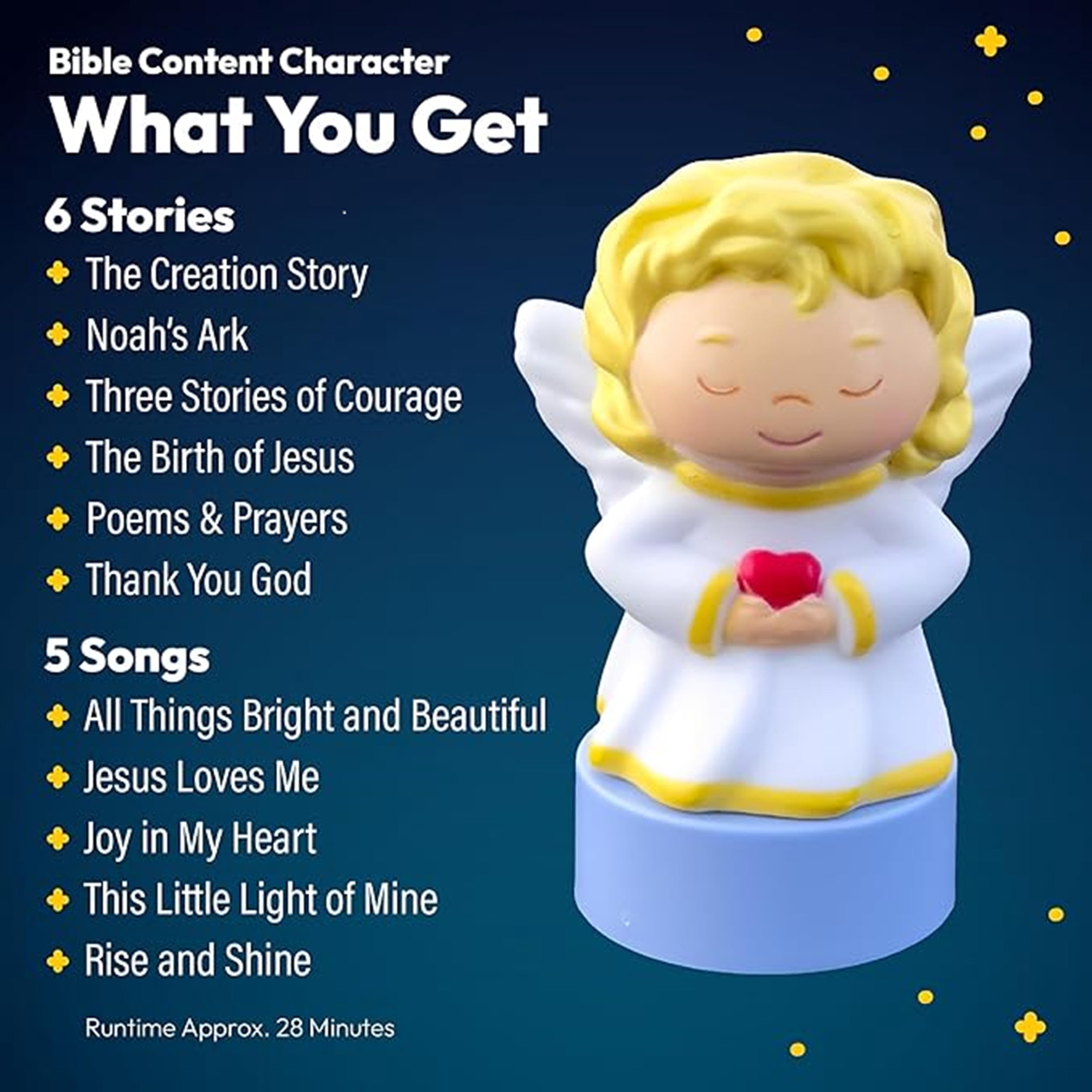Luna Angel Bible Figurine Cartridge for Storytime Projector, 5 Stories & 5 Songs, Ages 3+