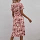 thumbnail image 4 of ICHUANYI Clearance Women Summer Casual Short Sleeve V-Neck Floral Dresses Slim Dress(Pink, L) ICHUANYI WER2023080908811, 4 of 8