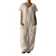 thumbnail image 2 of Kureaily Women Solid V Neck Casual Comfortable Loose Oversized Pocket Low Grade Jumpsuit Women Lightweight Jumpsuit, 2 of 5