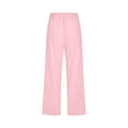 thumbnail image 4 of Petite Capris for Women with Pockets Linen Plus Size Petite Summer 2026 Casual Straight Wide Leg Loose Drawstring Elastic Waist Pink L, 4 of 8