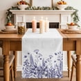 thumbnail image 3 of Purple Spring Floral Cotton Linen Table Runner for Dining Kitchen, Watercolor Elegant Pastoral Flowers Wedding Outdoor Party Tablerunners, Dresser Scarf Coffee Tablecloth Runners 13x90 Inches, 3 of 8