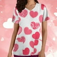 thumbnail image 1 of TIMIFIS Blouse Blanche pour Femmes, Manches Courtes, Col en V, Imprimée, Décontractée, avec Poches-Blanc, 1 of 5