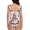 thumbnail image 6 of Yiaed Funny Christmas Gnome Print Women's Ruffled One Piece Swimsuit V Neck Swimwear Slimming Monokini for Woman-Medium, 6 of 8