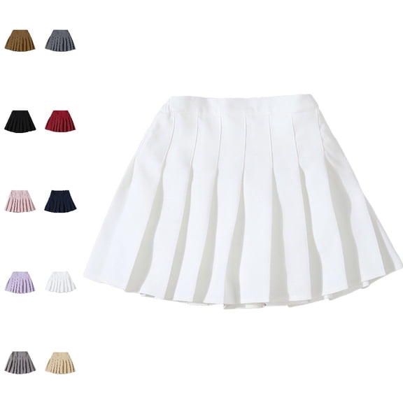 Bmisegm Girls Skorts High Waist Pleated Skort with Side Zipper A Line Short Skort for School Daily Wear Back to School Supplies 5-6Years