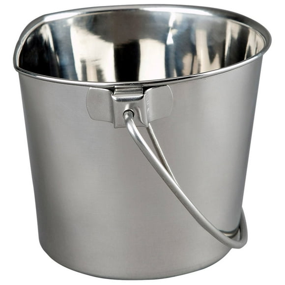 ADVANCE PET PRODUCTS 9 Quart Heavy Duty Stainless Steel Flat Side Bucket | Durable Food & Water Pail for Dogs, Cats, Kennels, Cages and Critter Crates | Multi-Purpose Bucket