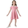 thumbnail image 4 of XEGLSBU Girls Dresses Size 10-12 Formal Classic and Summer Girls' Dress School Style Children's and Autumn Color Contrast Short Sleeved Dress 4 13 Years Old Pink Size 11-12 Years, 4 of 9