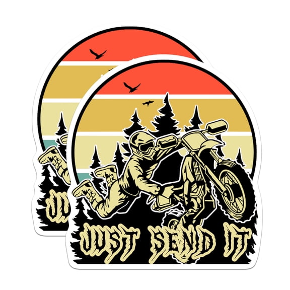 (2 Pack) Just Send It Stickers - Dirt Biker Sticker - Funny Dirt Bike Rider Sticker - 5 Inches On Longest Side - Premium Vinyl - for Cars, Trucks, Skateboards, Laptops - Made in USA - BMCS1643
