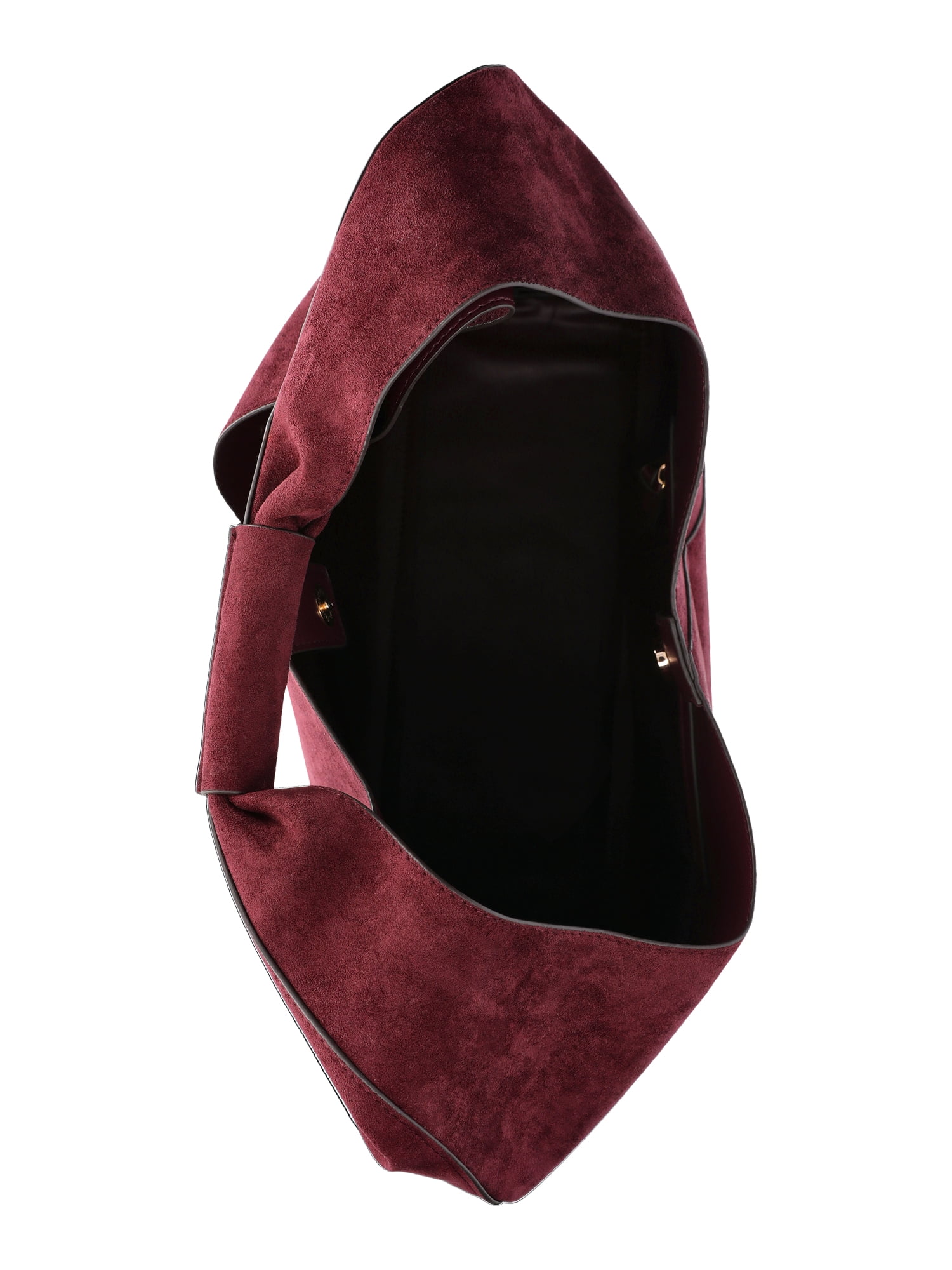 Time and Tru Women's June Soft Faux Suede Hobo Bag, Wine