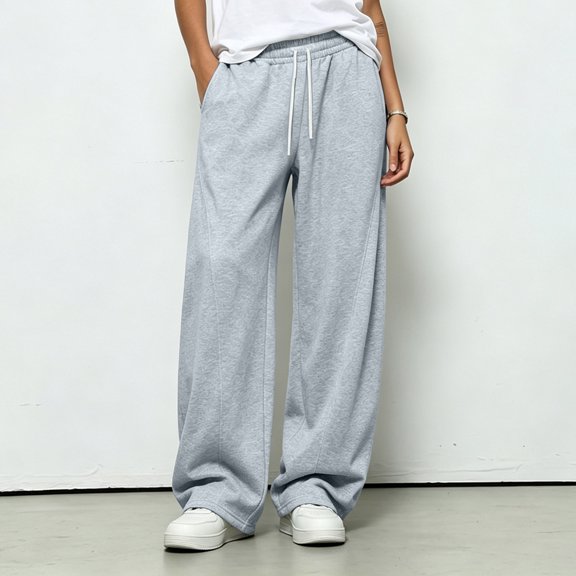 Xdegoge Womens Straight Leg Sweatpants Drawstring Athletic Lounge Pants Baggy Y2K Trousers Casual Comfy Workout Everyday Track Pants with Pockets